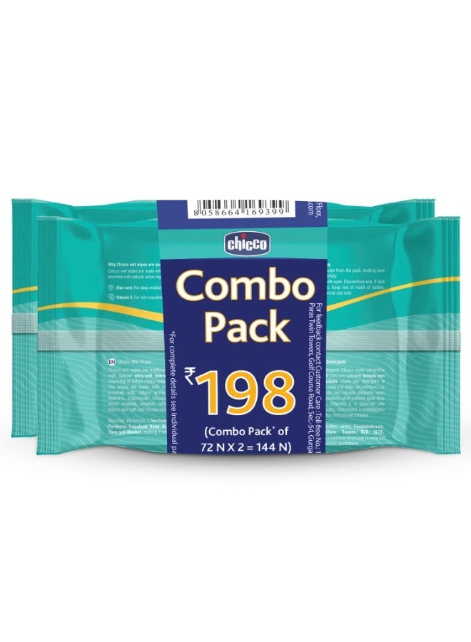 CHICCO Wet Wipes 144PCS(72 PC x 2 Packs) - Image 1